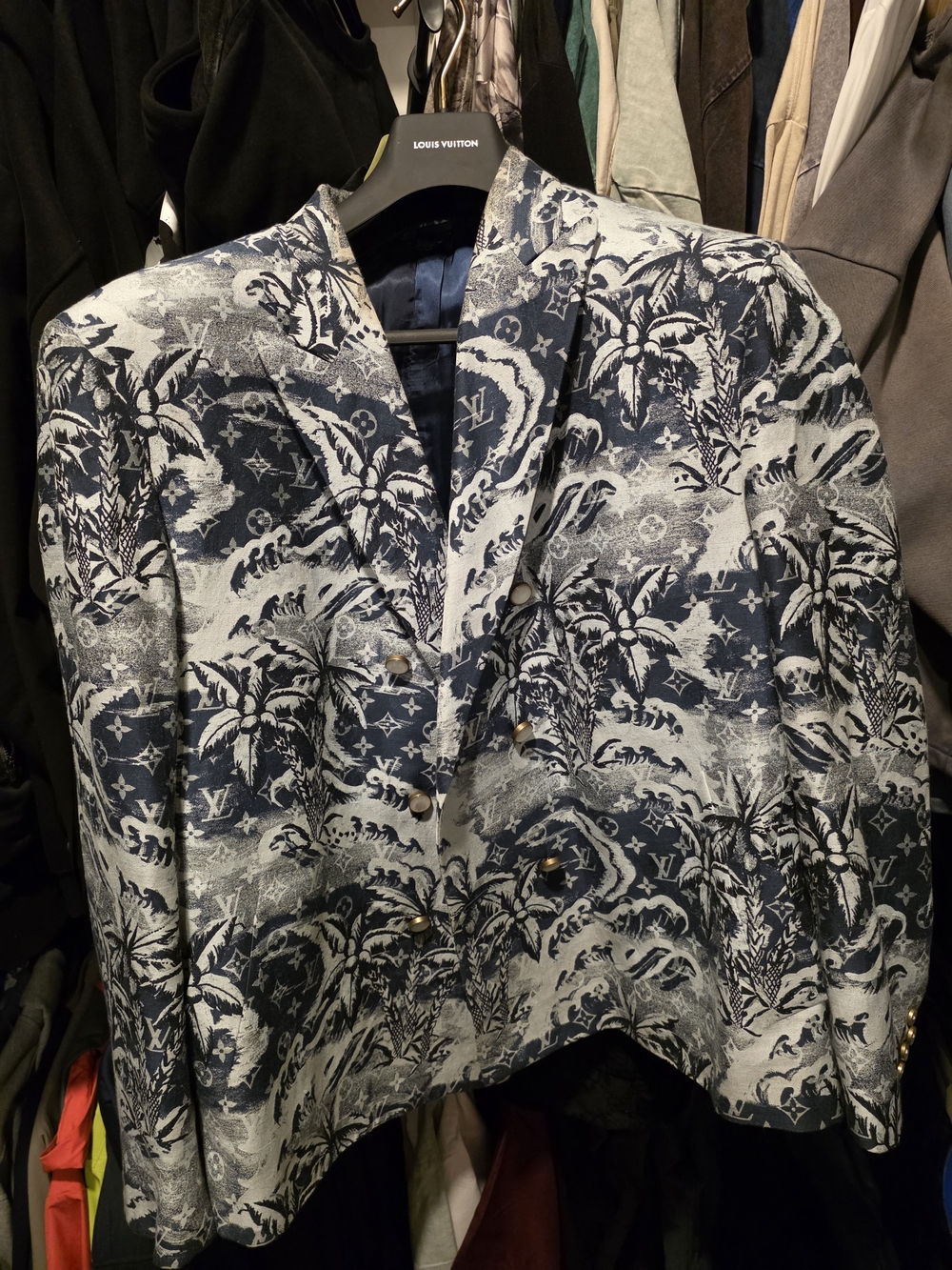 Louis Vuitton Navy & White Tropical Monogram Blazer - Double Breasted